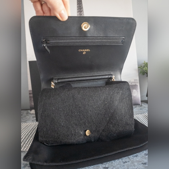 Chanel Caviar Chevron Boy Wallet On Chain- Gold Tone- Black- Full Inclusion - Picture 12 of 17